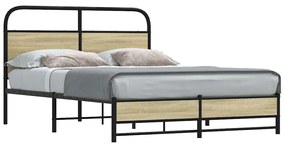 vidaXL Cadru de pat fără saltea 135x190 cm Lemn derivat stejar Sonoma