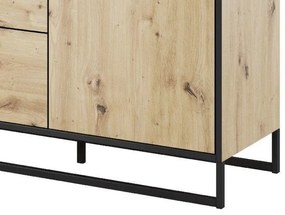 Comodă Bruck (stejar artisan + negru). 1091812