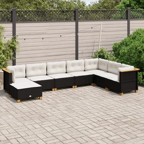 3261953 vidaXL Set mobilier de grădină cu perne, 8 piese, negru, poliratan