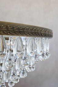 Candelabru din sticlă și alamă antichizată, lucrat manual, cu prisme de cristal, 57x70 cm, „Versailles"