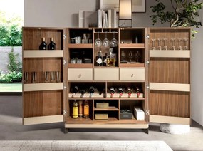 Bufet, Bar design LUX furnir de nuc si piele High sideboard