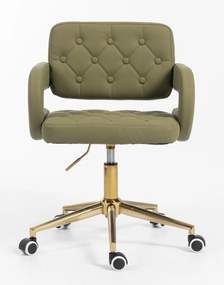 HR8403K Scaun Khaki Piele Ecologica Premium Soft cu Bază Aurie