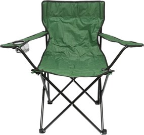 Scaun Camping Pliabil Verde cu Suport Pahar, Husa Transport, Structura Metalica 50x80x80cm Verde