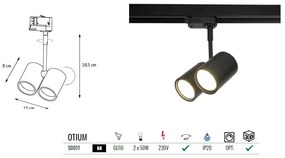 Spot directionabil pentru sina trifazata MAXLIGHT, OTIUM II negru