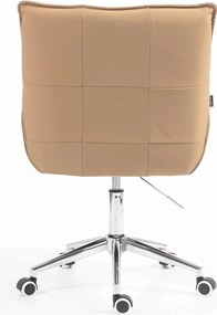 HR560K Scaun Caramel Piele Ecologica Premium Soft cu Bază Cromata