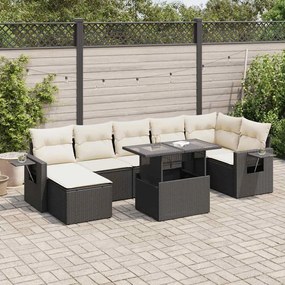 3326517 vidaXL Set mobilier de grădină cu perne, 8 piese, negru, poliratan