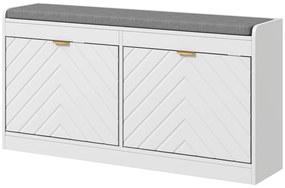 HOMCOM Banc pentru pantofi, banc de depozitare, șezut căptușit, sertar rabatabil, ușă cu model 106 x 24 x 52,5 cm, alb | Aosom Romania
