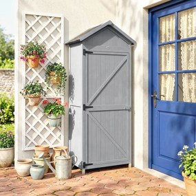 Outsunny Căsuță din lemn, 77x52.5x178cm, Dulap cu banc de lucru rabatabil | Aosom Romania