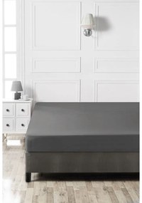 Cearceaf gri antracit din bumbac cu elastic 140x200 cm – Mijolnir