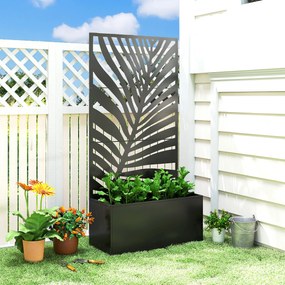 Outsunny Jardinieră cu spalier, ladă de flori, cu paravan, pentru plante cățărătoare, metal, 90 x 40 x 180 cm, negru | Aosom Romania