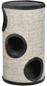 PawHut Copac de Zgăriere cu 3 Nivele, incl. Suprafața de zgărire din sfoară de sisal, Copac de zgăriere pentru pisici, 38 cm x 38 cm x 70 cm, Gri | Aosom Romania