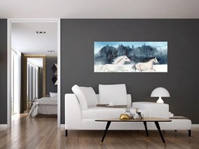 Tablou cu caii pictați (120x50 cm)