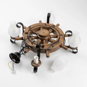 Brilagi - Candelabru pe lanț TIMONA 4xE14/40W/230V diam. 50 cm fag/nuc