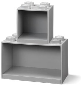 Set 2 rafturi de perete pentru copii LEGO® Brick, gri