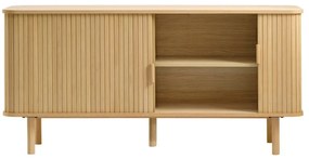 Comodă joasă cu aspect de lemn de stejar cu ușă glisantă 76x160 cm Cavo – Unique Furniture
