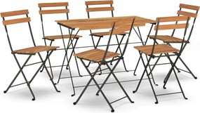 vidaXL Set de bistro pliabil, 7 piese, lemn masiv de acacia și oțel