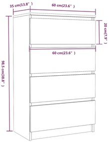 Servanta, stejar maro, 60x35x98,5 cm, lemn prelucrat 1, Stejar brun