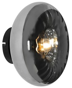 Aplică de perete Art Deco neagră cu sticlă fumurie - Ayesha