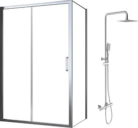 Pachet cabina de dus Fluminia Iris crom 120x90 cm si coloana de dus OMNIRES Y crom
