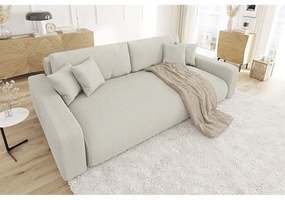 Canapea crem extensibilă, cu spațiu de depozitare, cu tapițerie din catifea reiată 234 cm Sara – Ropez