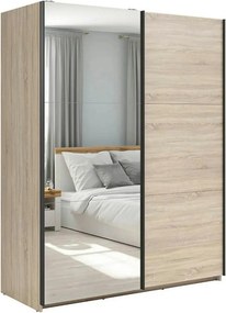 Dulap TETRIX, stejar sonoma, PAL, cu 2 usi si oglinda, 154x60x196 cm