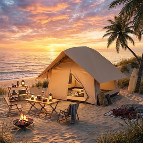 Outsunny Cort pop-up pentru 2-3 persoane pliabil impermeabil 3000 mm cu geantă de transport 235x235x184 cm Kaki | Aosom Romania