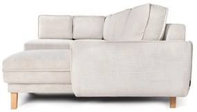 Colțar bej extensibil cu tapițerie din catifea reiată (cu colț pe partea stângă /în formă de "U") Tori – Bonami Selection