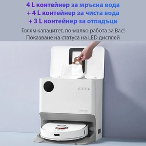 Robot aspirator Xiaomi Lydsto W2, 50W, 5000 Pa, 0.35 L, Statie autogolire, Wi-Fi, Sistem anti-cadere, Functie de programare, HEPA, Alb