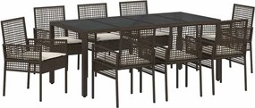 vidaXL Set de masă pentru grădină 9 pcs Maro poliratan