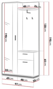 Mobilier hol Cless (Alb alpin) (cu oglindă). 1104705