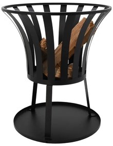 Vatră portabilă pe lemn cu grătar neagră