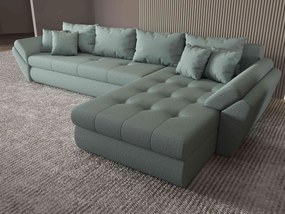 Colțar extensibil dumonde cu ladă de depozitare si sezut confortabil din spuma high-density, Loana XL Enjoy Mint II 335x185 cm