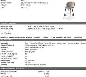 Scaun de bar design elegant LUX Counter Stool Volante, bej 115737 HZ