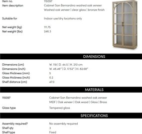 Vitrina design LUX, Furnir Stejar albit, San Bernardino