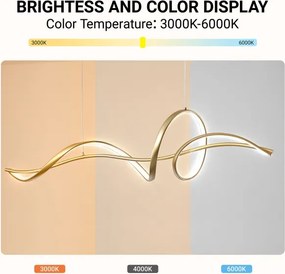 Brilagi - Lustră LED reglabilă pe cablu SIGNATURE LED/55W/230V 120x23 cm aurie + telecomandă
