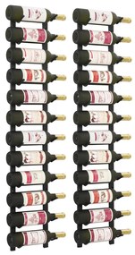 Suporturi vin montate pe perete, 12 sticle, 2 buc, negru, fier Negru, 2, 12