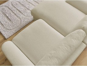 Colțar bej cu tapițerie din țesătură bouclé (cu colț pe partea stângă/cu șezlong) Leonore – Bobochic Paris