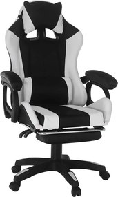 Scaun de birou JOVELA, negru/alb, piele ecologica, 65x65x114/124 cm