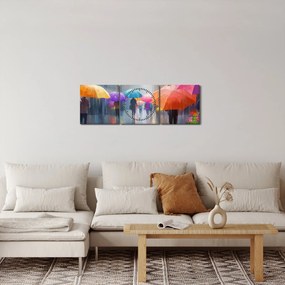 Tablou - Zi ploioasă (cu ceas) (90x30 cm)