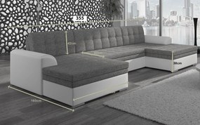 Colțar lemn masiv Formă U Extensibil Leyton 355x165cm Personalizabil