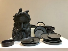 Set 18 Piese Farfurii Ceramica Vulcano (Negru Mat Carbon)