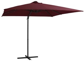 Umbrela suspendata cu LED-uri, rosu bordo, 250x250 cm