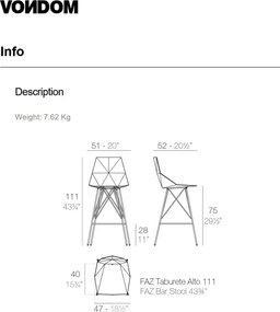 Set de 4 scaune de bar de exterior / interior design modern premium FAZ CHAIR 54162