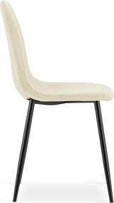 Scaun de dining PADVA VELVET cu picioare negre, bej deschis