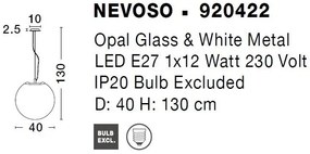 Pendul design modern Nevoso alb 40cm
