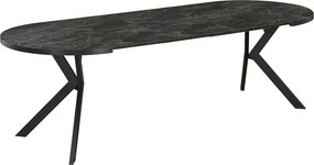 Masă de sufragerie extensibilă, beton închis/negru, 100-250x75,5 cm, LUKOS