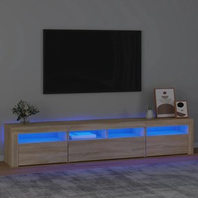 3152732 vidaXL Comodă TV cu lumini LED, stejar sonoma, 210x35x40 cm