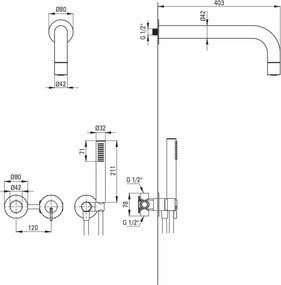🚿 SILIA – Set de duș cu montare îngropată, pălărie de duș fixă, bronz periat (NQS_C0XK) 🛁