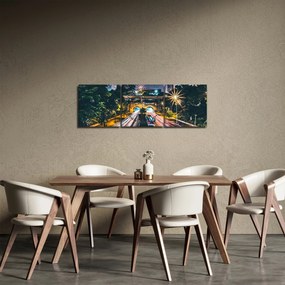 Tablou - Oraș de noapte (cu ceas) (90x30 cm)