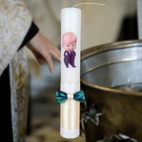Lumanare botez decorata Bebe Boss 5,5 cm, 30 cm